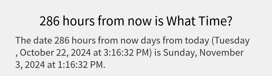 What date is 286 hours from now?