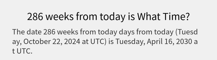 What date is 286 weeks from today?