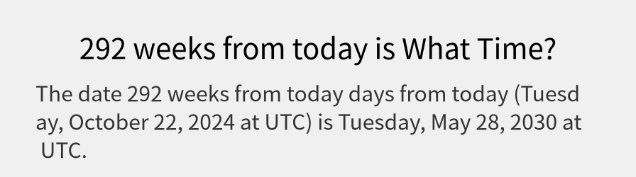 What date is 292 weeks from today?