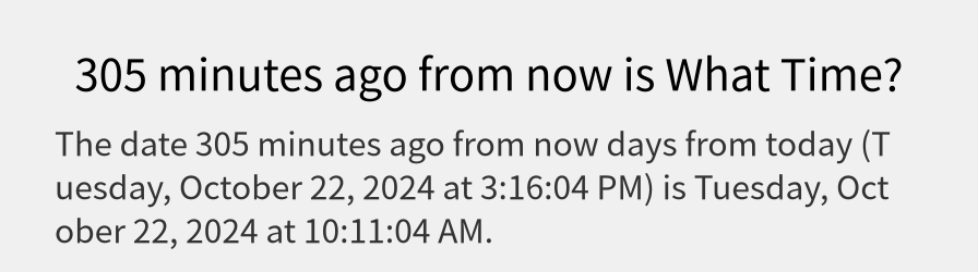 What date is 305 minutes ago from now?