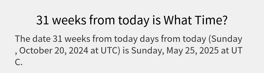 What date is 31 weeks from today?