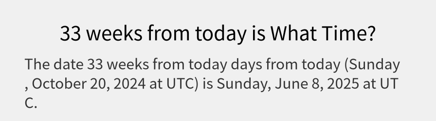 What date is 33 weeks from today?