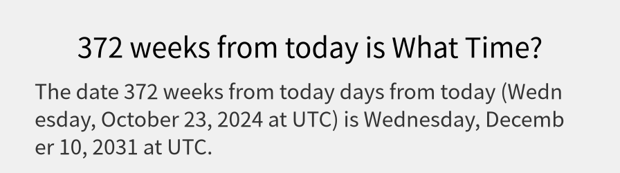 What date is 372 weeks from today?