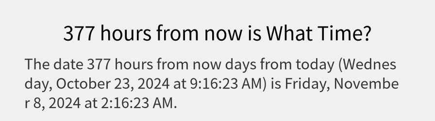 What date is 377 hours from now?