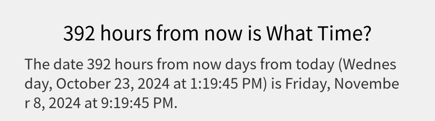 What date is 392 hours from now?