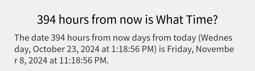 What date is 394 hours from now?