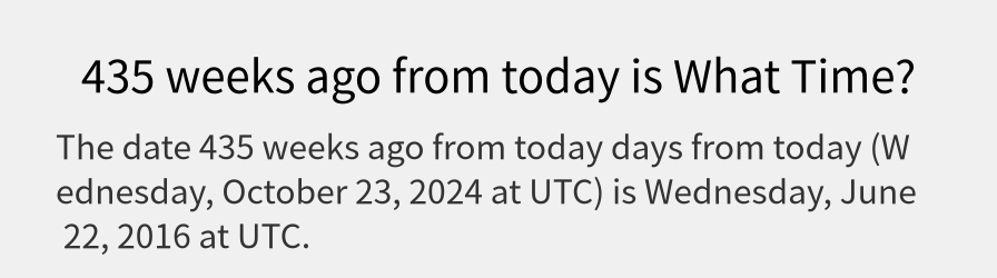 What date is 435 weeks ago from today?