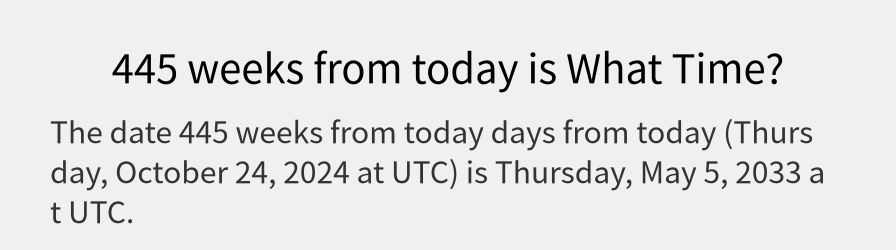 What date is 445 weeks from today?