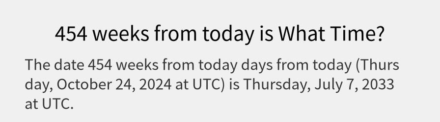 What date is 454 weeks from today?