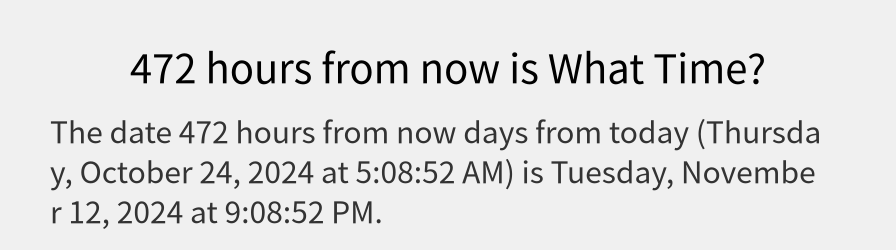 What date is 472 hours from now?