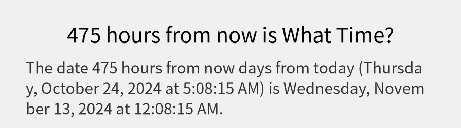 What date is 475 hours from now?