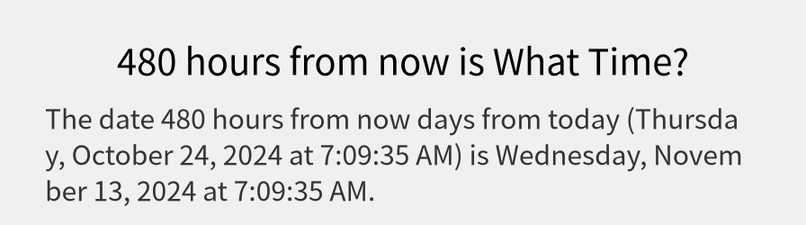 What date is 480 hours from now?