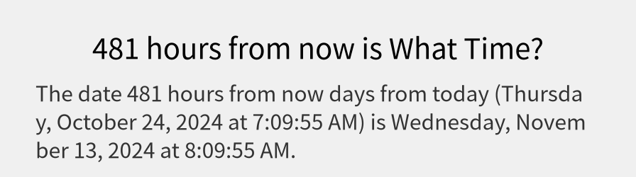 What date is 481 hours from now?