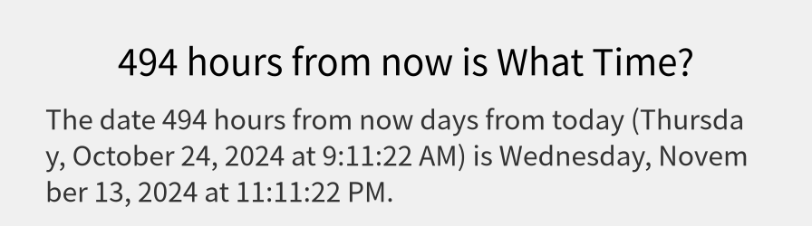 What date is 494 hours from now?