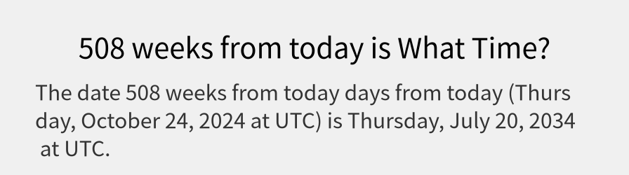 What date is 508 weeks from today?