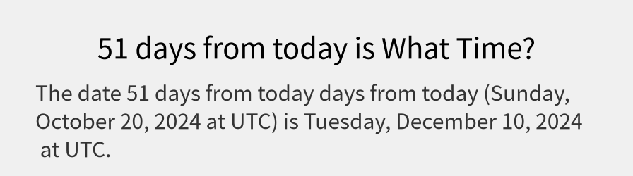 What date is 51 days from today?