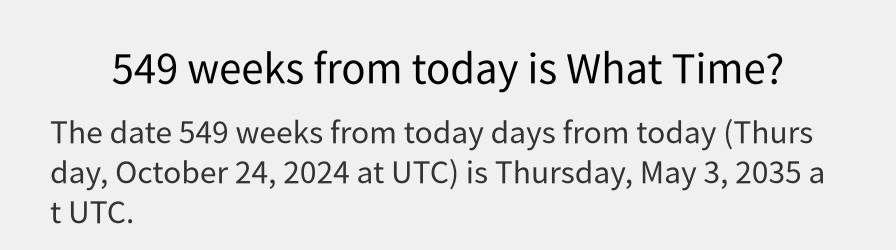 What date is 549 weeks from today?