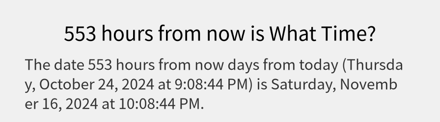 What date is 553 hours from now?