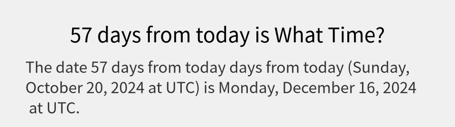 What date is 57 days from today?