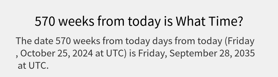 What date is 570 weeks from today?