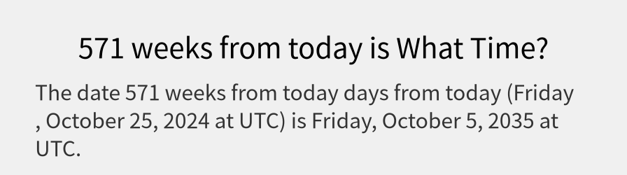 What date is 571 weeks from today?