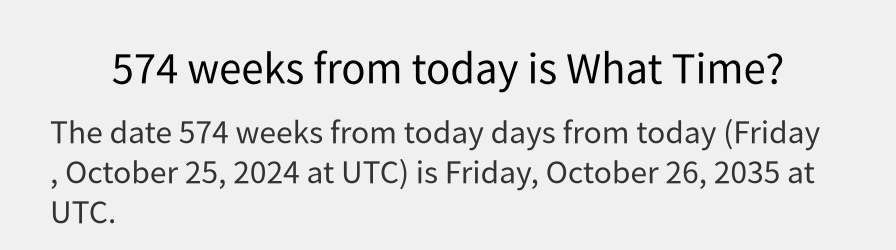 What date is 574 weeks from today?