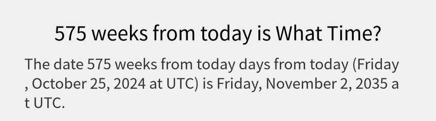 What date is 575 weeks from today?