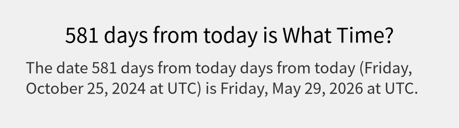 What date is 581 days from today?