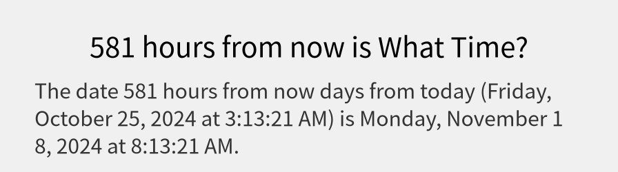 What date is 581 hours from now?