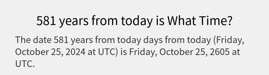 What date is 581 years from today?