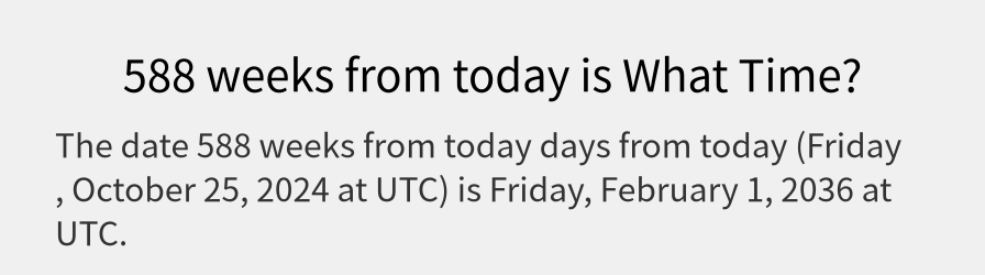 What date is 588 weeks from today?