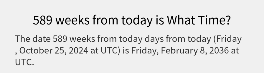 What date is 589 weeks from today?