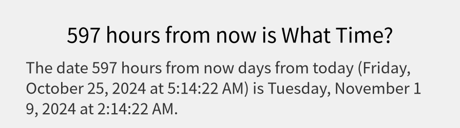 What date is 597 hours from now?