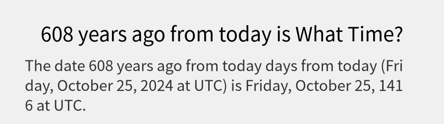 What date is 608 years ago from today?