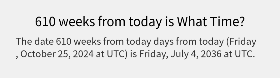 What date is 610 weeks from today?