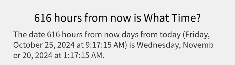 What date is 616 hours from now?