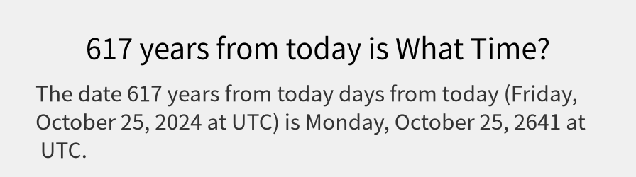 What date is 617 years from today?