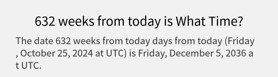 What date is 632 weeks from today?