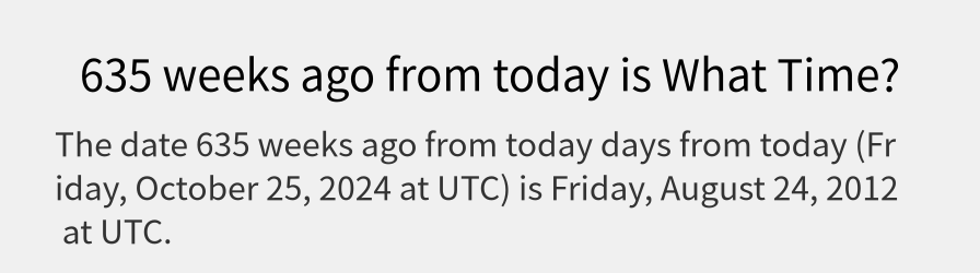 What date is 635 weeks ago from today?