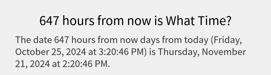 What date is 647 hours from now?