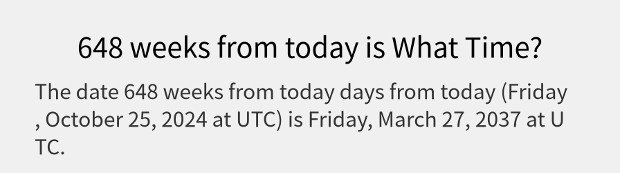 What date is 648 weeks from today?