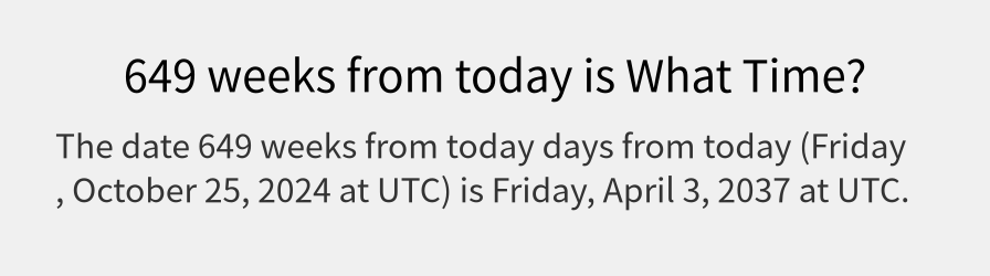 What date is 649 weeks from today?