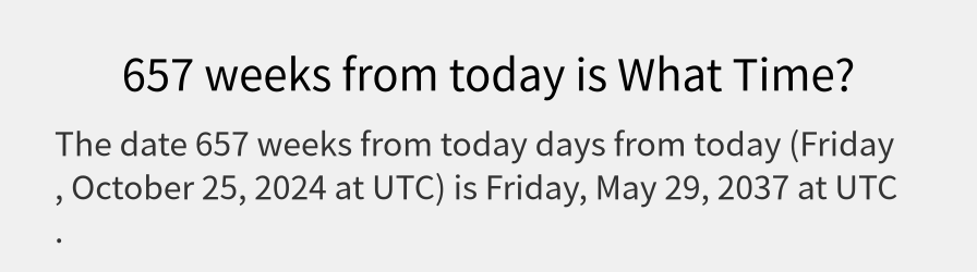 What date is 657 weeks from today?