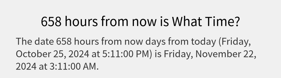 What date is 658 hours from now?