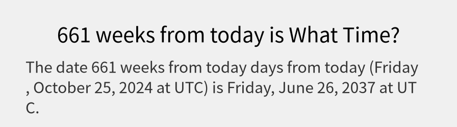 What date is 661 weeks from today?