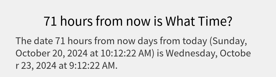 What date is 71 hours from now?