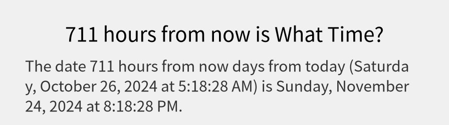 What date is 711 hours from now?