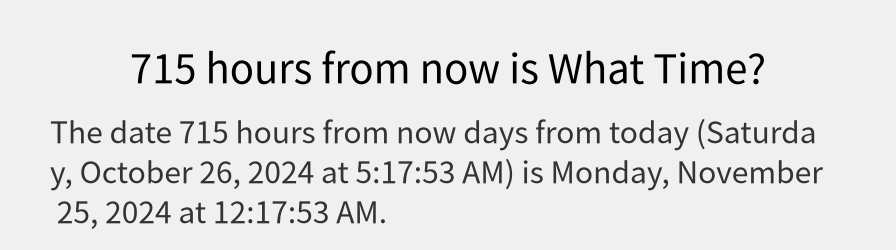 What date is 715 hours from now?