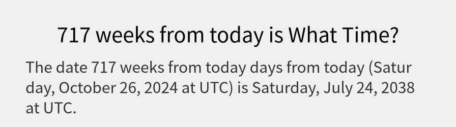 What date is 717 weeks from today?