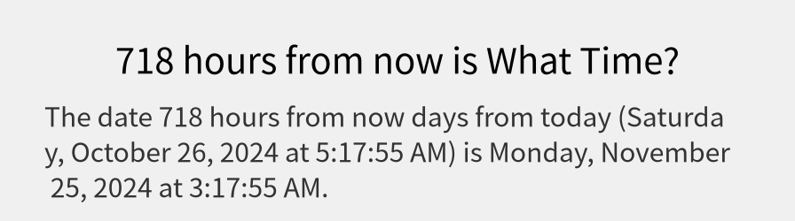 What date is 718 hours from now?